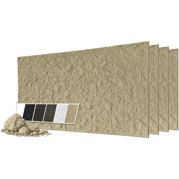 Hexim 3D Wandpaneel, BxL: 6x12 cm, (Steinoptik 4 Stück 120x60cm – Felswand PU Wandverkleidung, Täuschend echte Bruchstein 3D Paneele für Wohnzimmer – 2cm starke