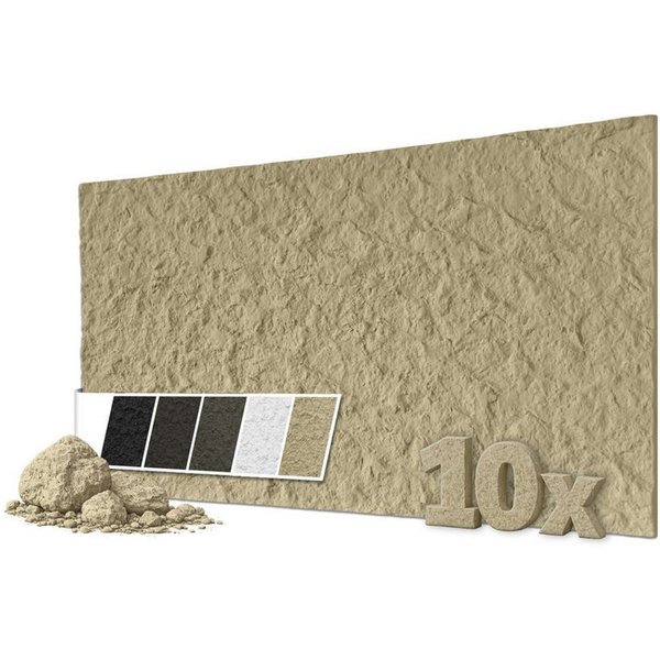 Hexim 3D Wandpaneel, BxL: 6x12 cm, (Steinoptik 10 Stück 120x60cm – Felswand PU Wandverkleidung, Täuschend echte Bruchstein 3D Paneele für Wohnzimmer – 2cm stark
