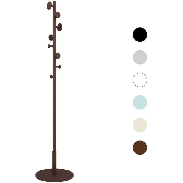 Hexim Garderobenständer, (Holz freistehend Walnuss – Stabiler Kleiderständer 175cm mit massivem Standfuß & 8 Haken – Platzsparende Standgarderobe & Flurgarderob