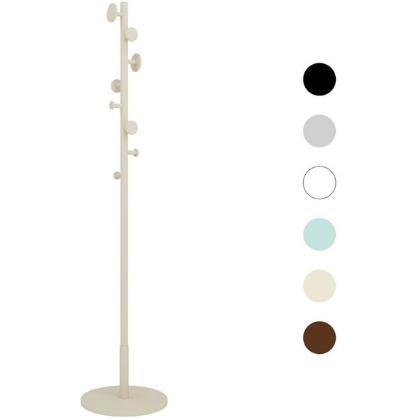 Hexim Garderobenständer, (Holz freistehend Beige – Kleiderständer 175cm mit 8 abgerundeten Haken – Standgarderobe & Flurgarderobe aus Holz mit schwerer Bodenpla