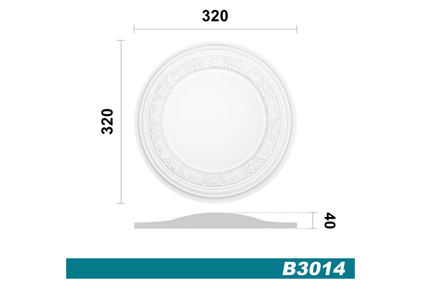 Hexim Perfect Decken-Rosette (Stuckrosette aus PU hartschaum, weiß, Zierelement, Stuck, Wanddeko Wohnzimmer Decke Polyurethane rund) – Bild 3 von 4