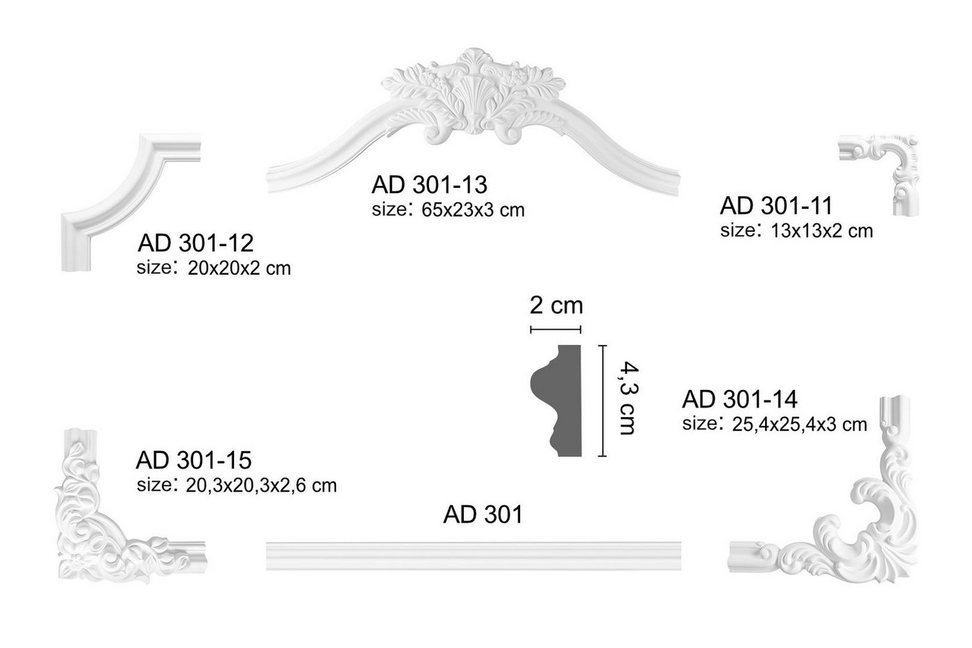 Hexim Perfect Stuckleiste, Flachleiste AD301, 7.38 €/m, Wand- und Deckenumrandung aus PU - 2 Meter Flachleiste, hart & stoßfest, weißes Zierprofil - Wandleiste  – Bild 3 von 3