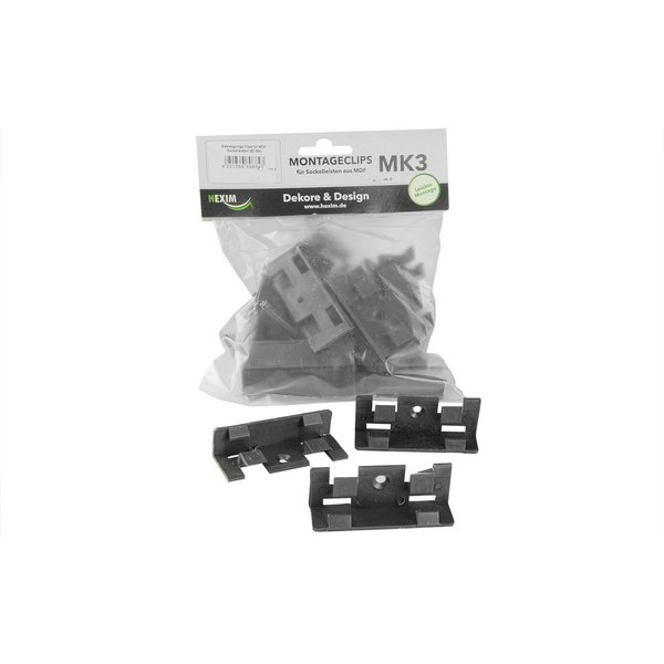 Hexim Sockelleiste, PVC Montageclips für Fußleisten - (Clips / Ecktürme / Muster) Kunststoff Leistenclips Kabelkanal Befestigungsclips Sockelleiste