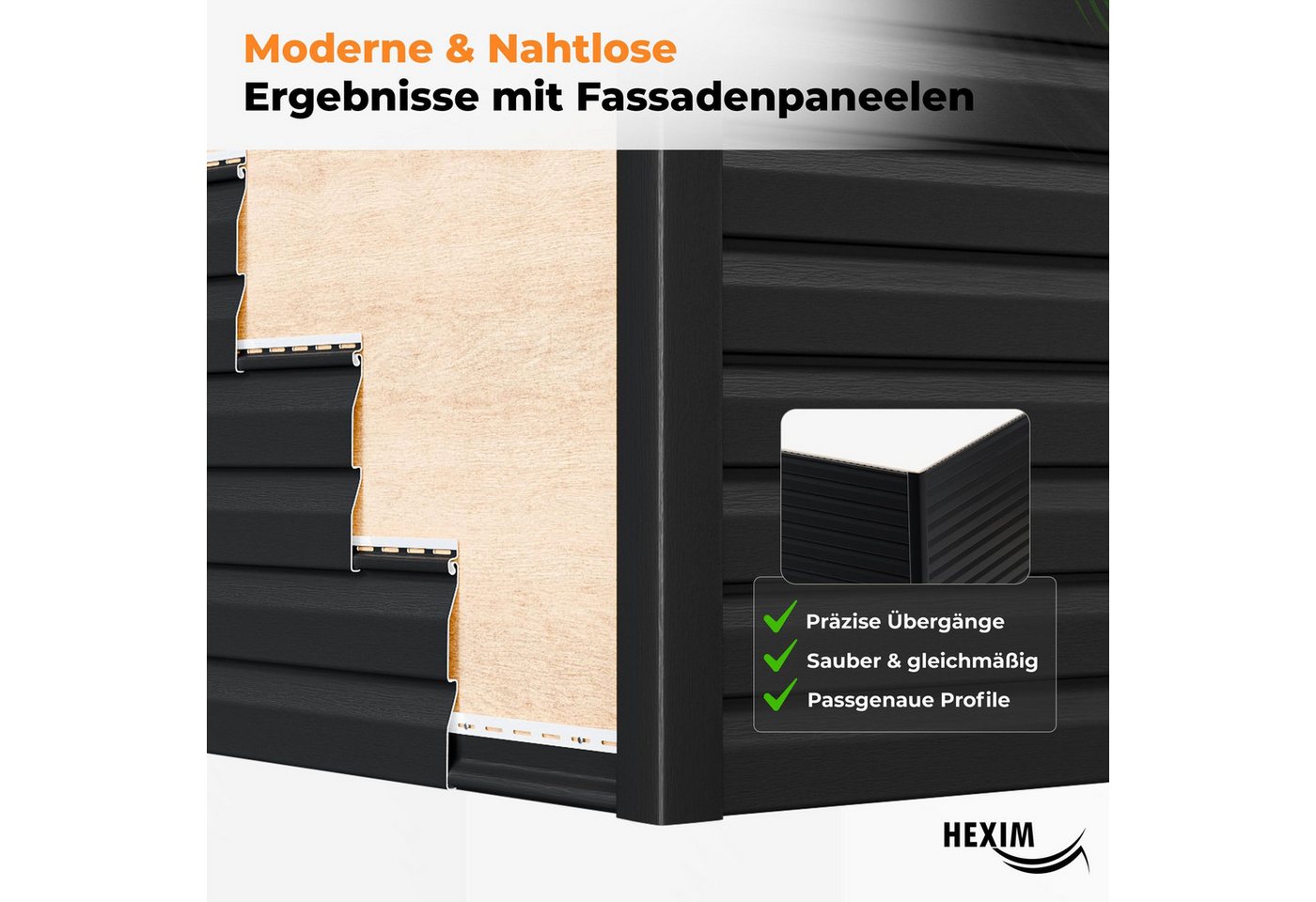 Hexim Verkleidungspaneel, BxL: 1.2x201 cm, (Siding Fassadenpaneele außen Fassadenverkleidung wetterfest Kunststoffpanelee PVC-U Verkleidung Außenwand Hausverkle – Bild 5 von 5