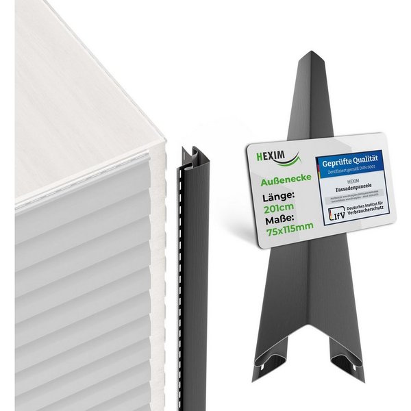 Hexim Verkleidungspaneel, BxL: 7.5x201 cm, (Siding Fassadenpaneele außen Fassadenverkleidung wetterfest Kunststoffpanelee PVC-U Verkleidung Außenwand Hausverkle
