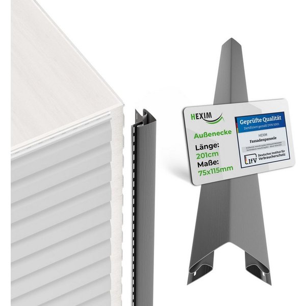 Hexim Verkleidungspaneel, BxL: 7.5x201 cm, (Siding Fassadenpaneele außen Fassadenverkleidung wetterfest Kunststoffpanelee PVC-U Verkleidung Außenwand Hausverkle