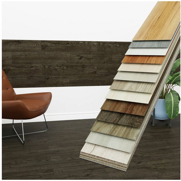 Hexim Vinylboden, Vinyldielen 0,97m² selbstklebend PVC Wandverkleidung Bodenbelag Holzoptik 91x15cm Paneele für Wand & Boden Holzdielen dunkelbraun (7 Dielen Da