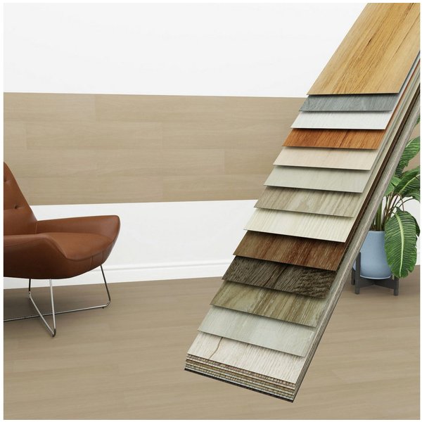 Hexim Vinylboden, Vinyldielen 0,97m² selbstklebend PVC Wandverkleidung Bodenbelag Holzoptik 91x15cm Paneele für Wand & Boden Holzdielen braun (7 Dielen Sand Bei
