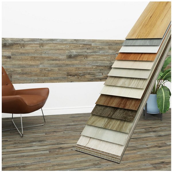 Hexim Vinylboden, Vinyldielen 0,97m² selbstklebend PVC Wandverkleidung Bodenbelag Holzoptik 91x15cm Paneele für Wand & Boden Holzdielen braun (7 Dielen Charcoal