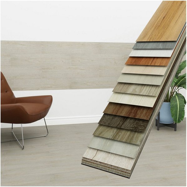 Hexim Vinylboden, Vinyldielen 0,97m² selbstklebend PVC Wandverkleidung Bodenbelag Holzoptik 91x15cm Paneele für Wand & Boden Holzdielen hellbraun (7 Dielen Anti