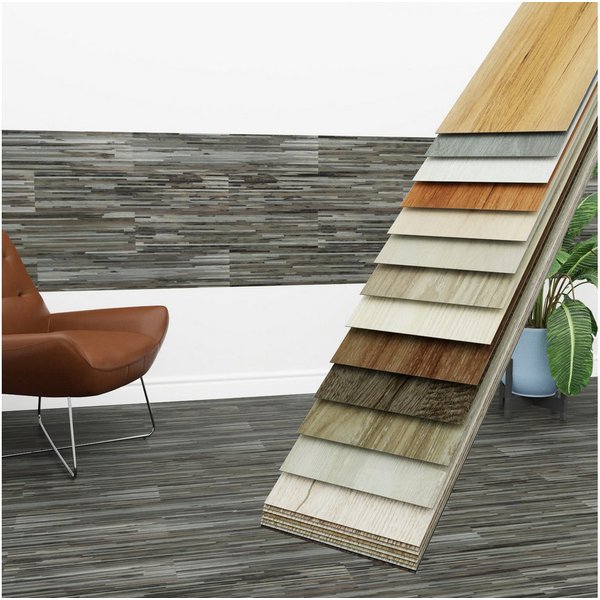 Hexim Vinylboden, Vinyldielen 0,97m² selbstklebend PVC Wandverkleidung Bodenbelag Holzoptik 91x15cm Paneele für Wand & Boden Holzdielen dunkelgrau (7 Dielen Wea
