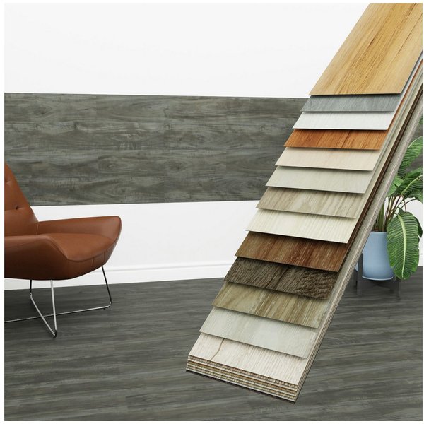 Hexim Vinylboden, Vinyldielen 0,97m² selbstklebend PVC Wandverkleidung Bodenbelag Holzoptik 91x15cm Paneele für Wand & Boden Holzdielen dunkelgrau (7 Dielen Age