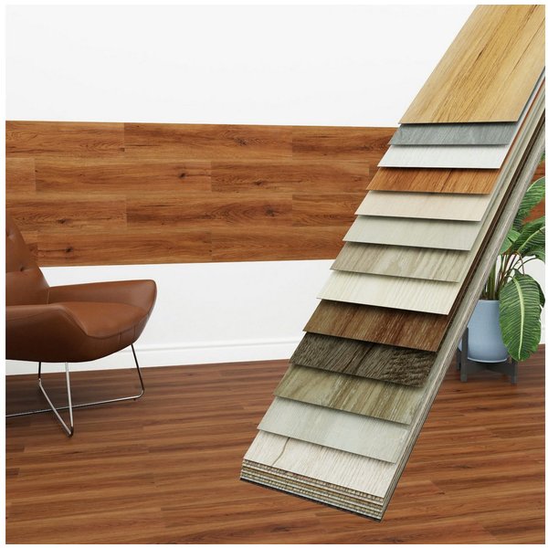 Hexim Vinylboden, Vinyldielen 0,97m² selbstklebend PVC Wandverkleidung Bodenbelag Holzoptik 91x15cm Paneele für Wand & Boden Holzdielen rot (7 Dielen Espresso O