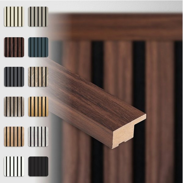 Hexim Wanddekoobjekt (Abschlussleiste 137,5x2,7cm passend für unsere Akustikpaneele - flexible Lamellenwand Holz MDF Wandpanelee Lamellenverkleidung Wandverklei