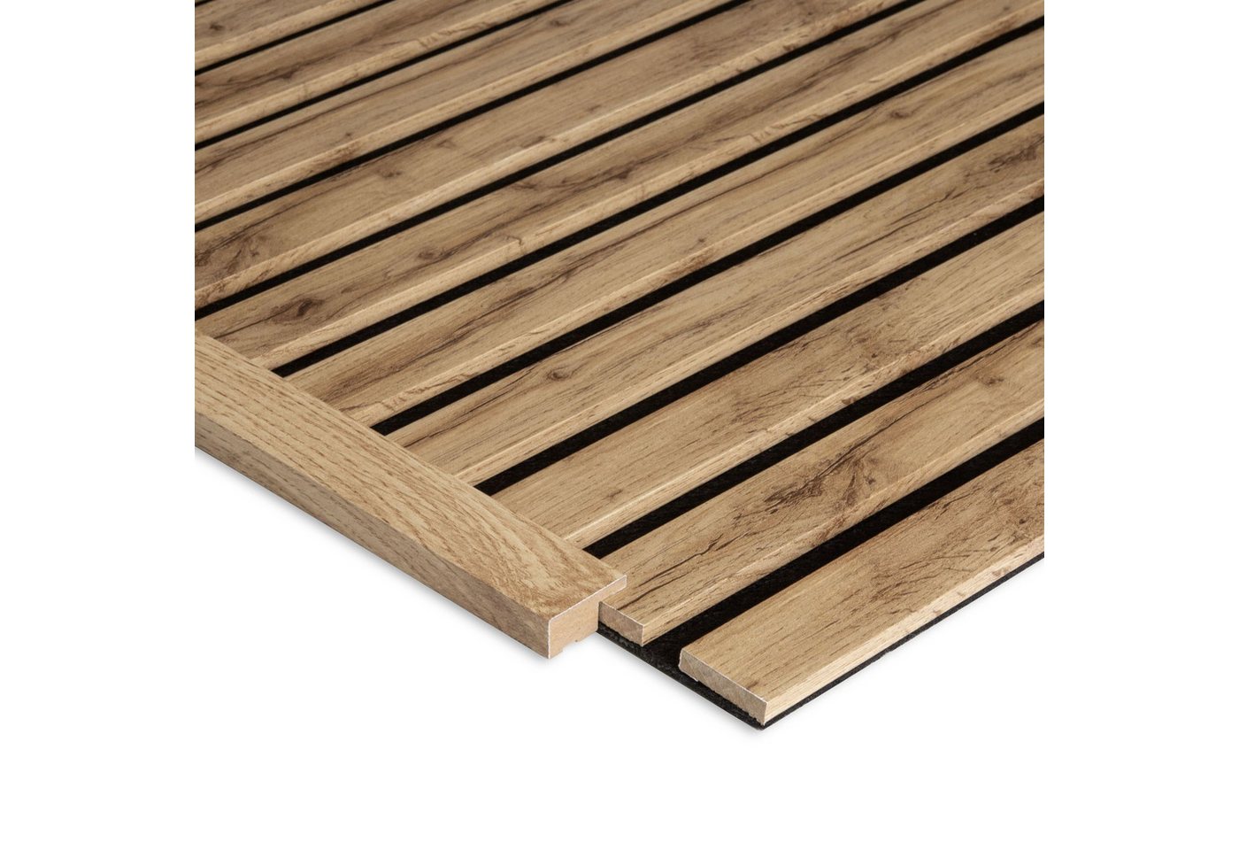 Hexim Wanddekoobjekt (Abschlussleiste 275x2,7cm passend für unsere Akustikpaneele - flexible Lamellenwand Holz MDF Wandpanelee Lamellenverkleidung Wandverkleidu – Bild 3 von 4