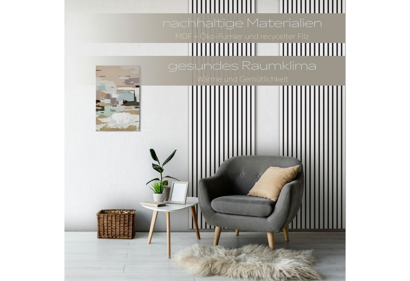 Hexim Wanddekoobjekt (Akustikpaneele 138,5x60cm Holz Comfort - flexible Holzpaneele Platten Lamellenwand MDF Wandpaneele Lamellenverkleidung Wandverkleidung sch – Bild 5 von 5