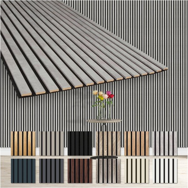 Hexim Wanddekoobjekt (Akustikpaneele 2 Stück 278x60cm Holz Comfort - flexible Lamellenwand MDF Wandpaneele Lamellenverkleidung Wandverkleidung schalldämmend 3.3