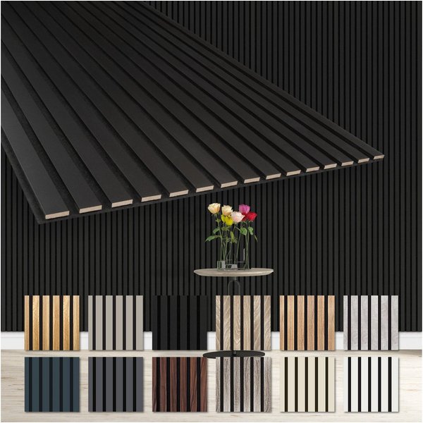 Hexim Wanddekoobjekt (Akustikpaneele 4 Stück 278x60cm Holz Comfort - flexible Lamellenwand MDF Wandpaneele Lamellenverkleidung Wandverkleidung schalldämmend 6.6