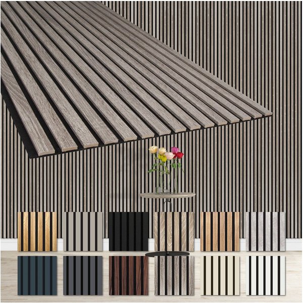 Hexim Wanddekoobjekt (Akustikpaneele 6 Stück 278x60cm Holz Comfort - flexible Lamellenwand MDF Wandpaneele Lamellenverkleidung Wandverkleidung schalldämmend 10.