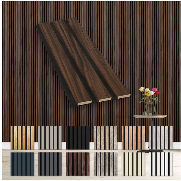 Hexim Wanddekoobjekt (Akustikpaneele Musterstück - flexible Lamellenwand Holz MDF Wandpaneele Lamellenverkleidung Wandverkleidung Innendekoration schalldämmend 