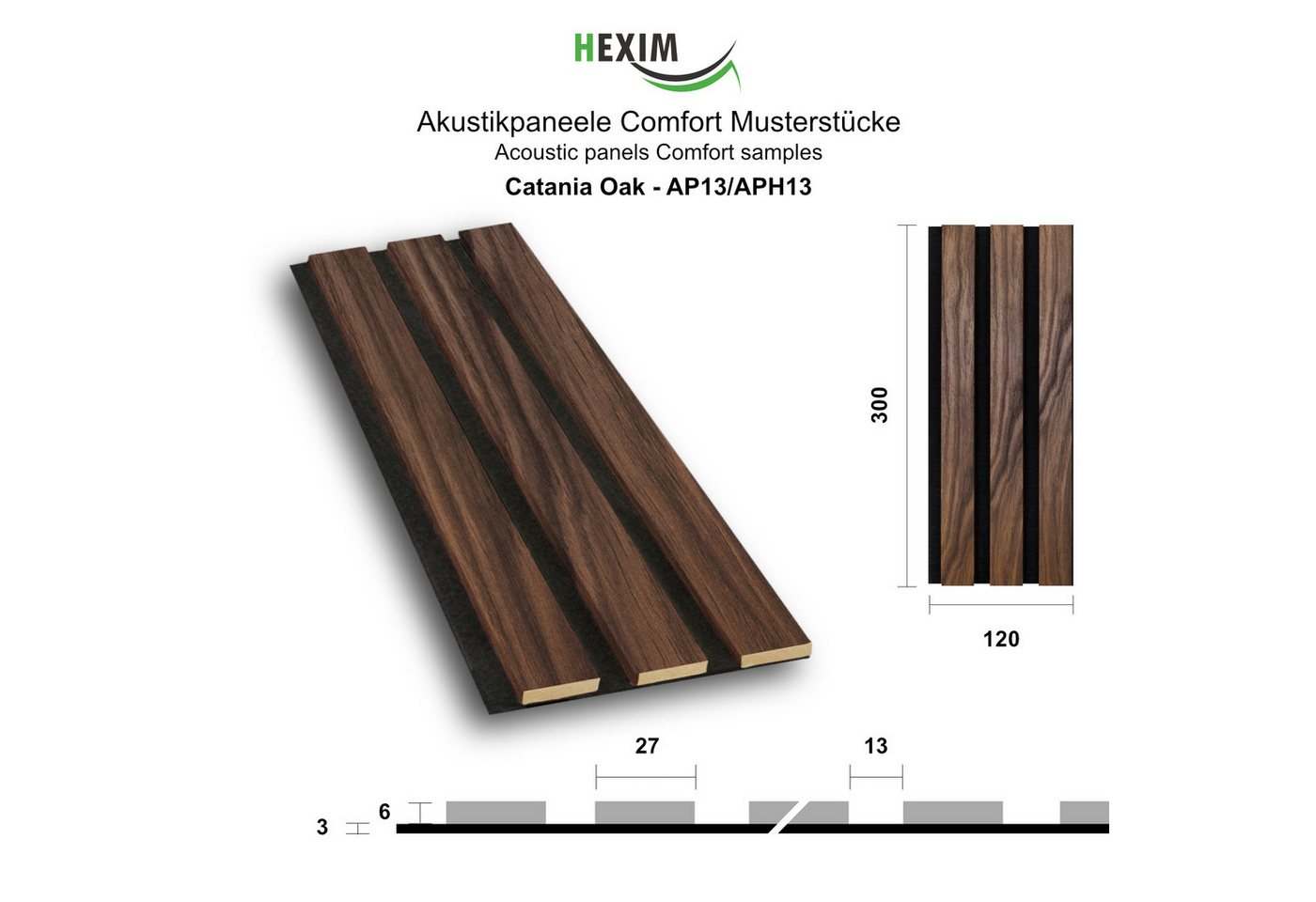 Hexim Wanddekoobjekt (Akustikpaneele Musterstück - flexible Lamellenwand Holz MDF Wandpaneele Lamellenverkleidung Wandverkleidung Innendekoration schalldämmend  – Bild 2 von 5