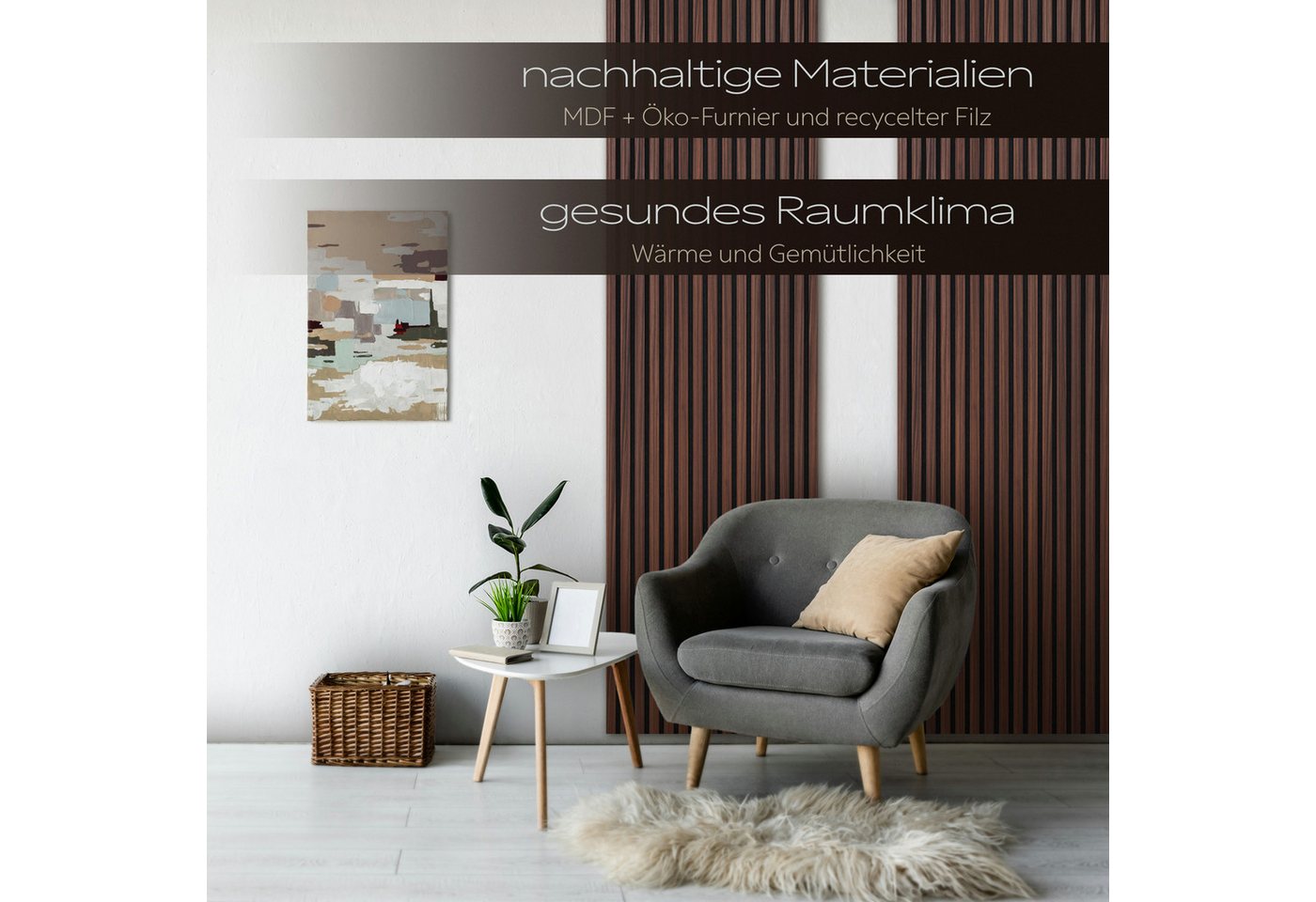 Hexim Wanddekoobjekt (Akustikpaneele Musterstück - flexible Lamellenwand Holz MDF Wandpaneele Lamellenverkleidung Wandverkleidung Innendekoration schalldämmend  – Bild 5 von 5