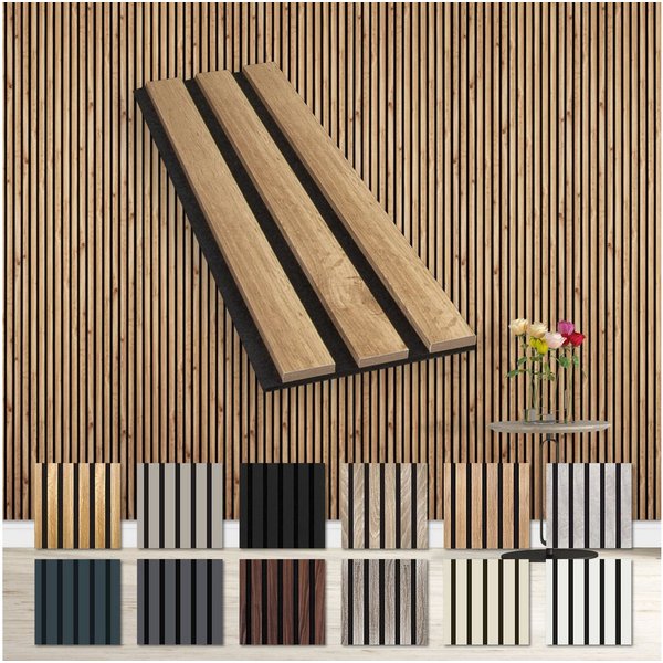 Hexim Wanddekoobjekt (Akustikpaneele Musterstück - flexible Lamellenwand Holz MDF Wandpaneele Lamellenverkleidung Wandverkleidung Innendekoration schalldämmend 