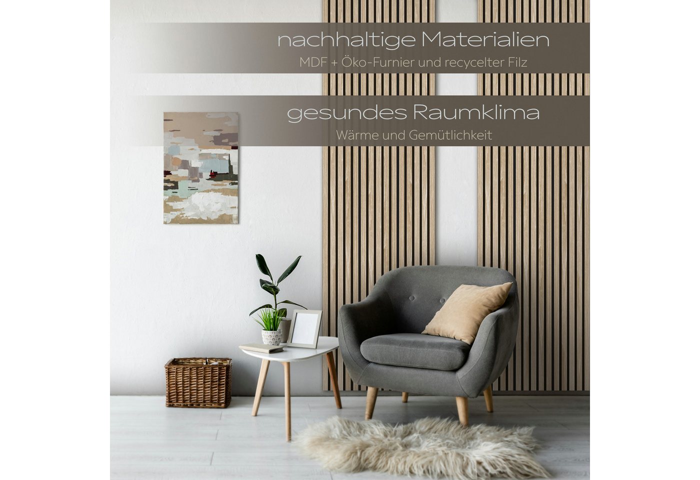 Hexim Wanddekoobjekt (Akustikpaneele Musterstück - flexible Lamellenwand Holz MDF Wandpaneele Lamellenverkleidung Wandverkleidung Innendekoration schalldämmend  – Bild 5 von 5