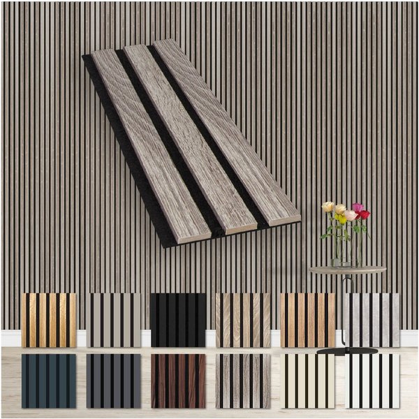 Hexim Wanddekoobjekt (Akustikpaneele Musterstück - flexible Lamellenwand Holz MDF Wandpaneele Lamellenverkleidung Wandverkleidung Innendekoration schalldämmend 