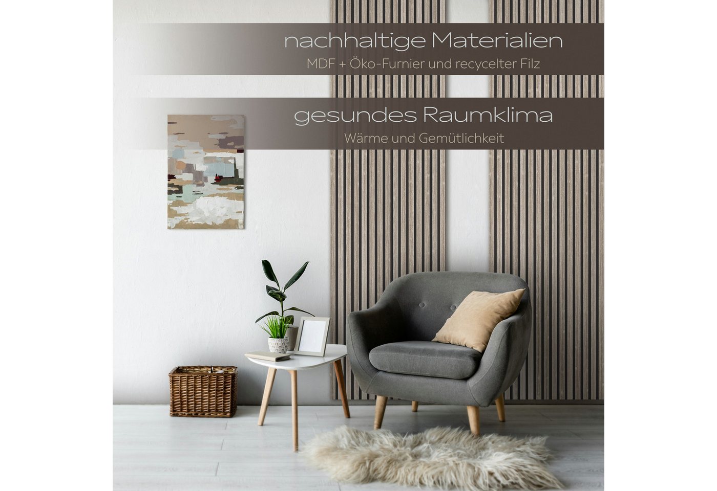 Hexim Wanddekoobjekt (Akustikpaneele Musterstück - flexible Lamellenwand Holz MDF Wandpaneele Lamellenverkleidung Wandverkleidung Innendekoration schalldämmend  – Bild 5 von 5