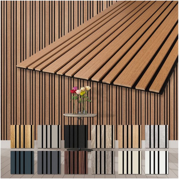 Hexim Wandpaneel, BxL: 60x278 cm, (Akustikpaneele 6 Stück 278x60cm Holz Mila - flexible Holzpaneele Platten Wanddeko Wand Kombipaneel Wandverkleidung Schalldämm