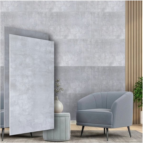 Hexim Wandpaneel, BxL: 50x100 cm, (16 Stück Wandpaneele Betonoptik 100x50cm - XPS Paneele 5mm stark hellgrau, Wandverkleidung Styroporplatten Deckenplatten, Con