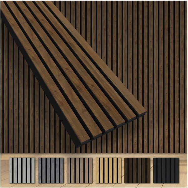 Hexim Wandpaneel, BxL: 30.5x280 cm, (Akustikpaneele 2 Stück 280x30cm Holz Grande - XXL Holzpaneele Platten Lamellen Wandverkleidung Echtholzfurnier 21mm Filz Sc