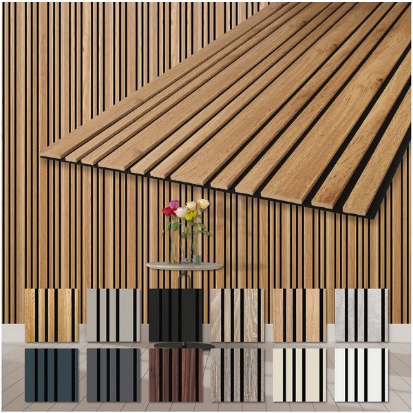 Hexim Wandpaneel, BxL: 60x278 cm, (Akustikpaneele 2 Stück 278x60cm Holz Mila - flexible Holzpaneele Platten Wanddeko Wand Kombipaneel Wandverkleidung Schalldämm