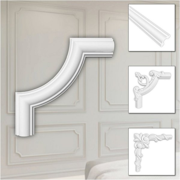 Hexim Zierleiste, 2 Ecken, HEXIM Eckstück aus PU-Polyurethane - extrem widerstandsfähig, schneeweiß & modern (2 Stück HCR501-1) Stuckleiste Segment Eckstück Eck