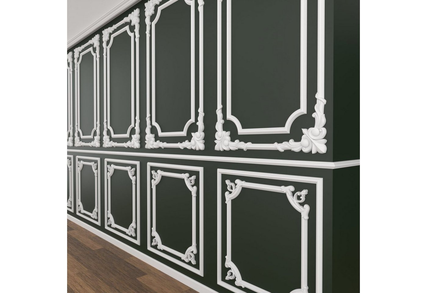 Hexim Zierleiste, 2 Ecken, HEXIM Eckstück aus PU-Polyurethane - extrem widerstandsfähig, schneeweiß & modern (2 Stück HCR501-1) Stuckleiste Segment Eckstück Eck – Bild 5 von 5