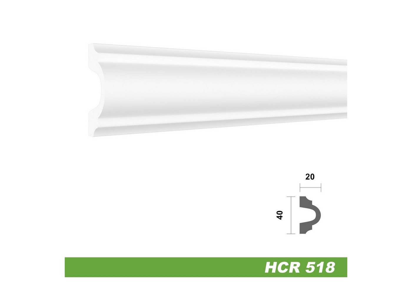 Hexim Zierleiste, 2 Meter / 1 Leiste, HEXIM Stuckleisten aus HDPS Styropor - extrem widerstandsfähig, schneeweiß & modern (2 Meter HCR518) Stuck Verzierung Rahm – Bild 2 von 5