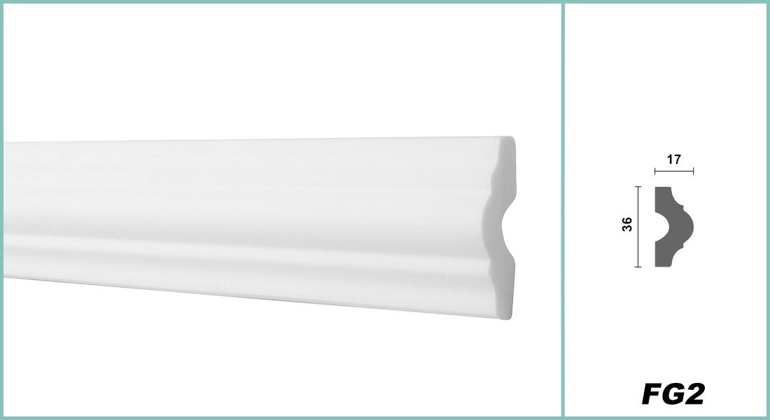 Hexim Zierleiste, 30 Meter / 15 Leisten, Wandleisten modern XPS Styropor weiß, 2 Meter Stuckleisten Styroporleisten Stuckverzierung Friesleisten Stuck Zierleist – Bild 2 von 5