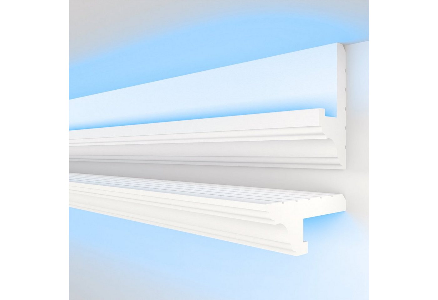 HEXIMO Eckprofil (LED-Schattenfugenprofil Stuckleisten, indirekte Beleuchtung XPS-Styropor-Trockenbau-Deckenleisten für Wand-Deckenverkleidung (10,2 Meter HLED  – Bild 3 von 5