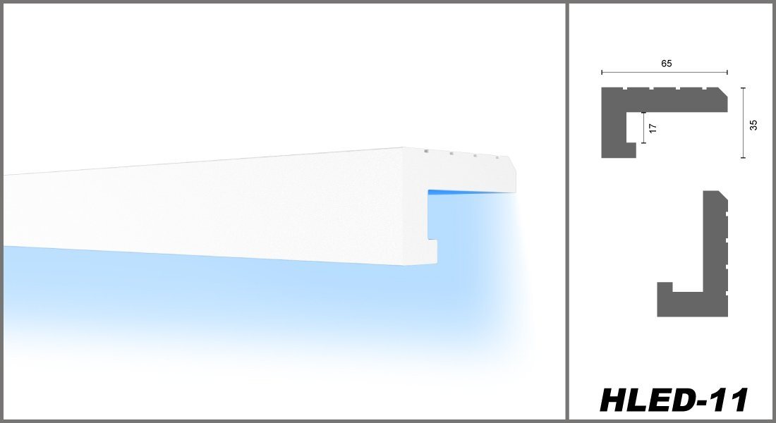 HEXIMO Eckprofil (LED-Schattenfugenprofil Stuckleisten, indirekte Beleuchtung XPS-Styropor-Trockenbau-Deckenschattenfugenprofil Trockenbau-Schattenfuge (1,7 Met – Bild 2 von 5