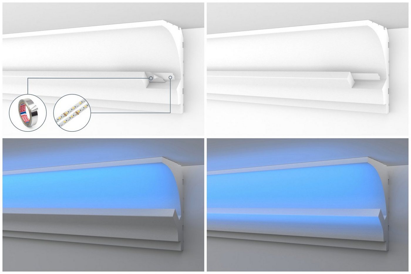 HEXIMO Eckprofil (LED-Schattenfugenprofil Stuckleisten, indirekte Beleuchtung XPS-Styropor-Trockenbau-Deckenschattenfugenprofil Trockenbau-Schattenfuge (1,7 Met – Bild 5 von 5
