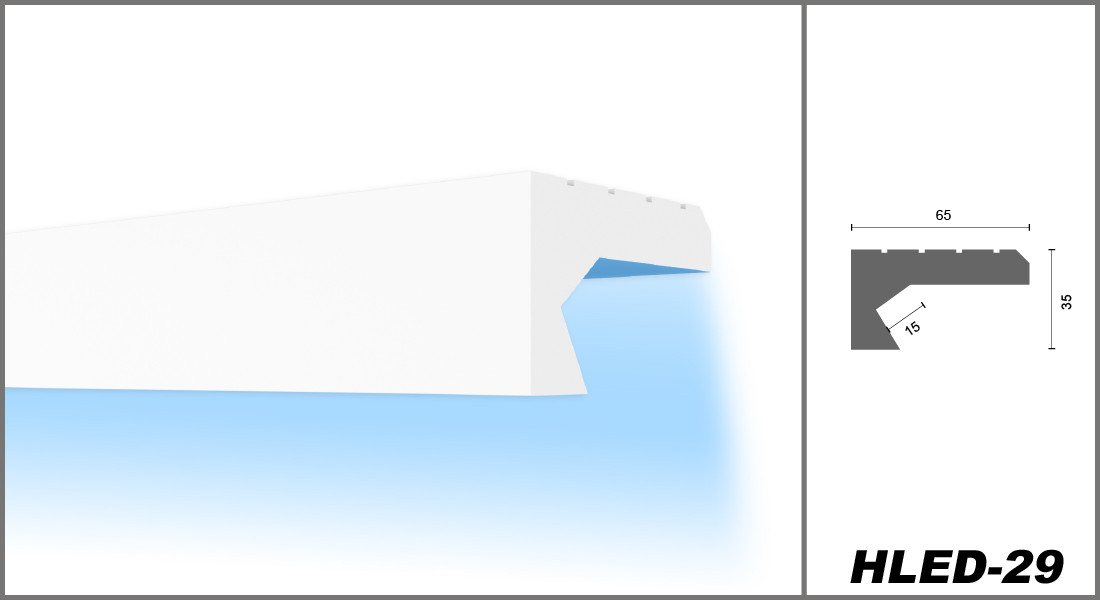 HEXIMO Eckprofil (LED-Schattenfugenprofil Stuckleisten, indirekte Beleuchtung XPS Styropor-Trockenbaudecken-Schattenfugenprofil Trockenbau-Schattenfuge (Muster  – Bild 2 von 5