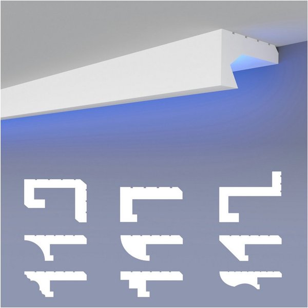 HEXIMO Eckprofil (LED-Schattenfugenprofil Stuckleisten, indirekte Beleuchtung XPS-Styropor-Trockenbau-Deckenleisten für Wand-Deckenverkleidung (10,2 Meter HLED 
