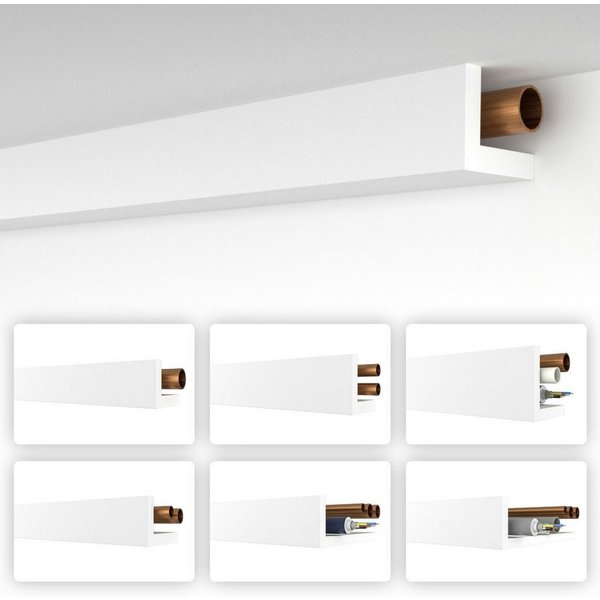 HEXIMO Winkelprofil (Rohrabdeckung weiß 1,7 meter Profile - XPS Abdeckleisten für Heizungsrohre, L-Profil Rohrabdeckleiste Eckleiste Modell: HRA-1 - 54x66 mm (1