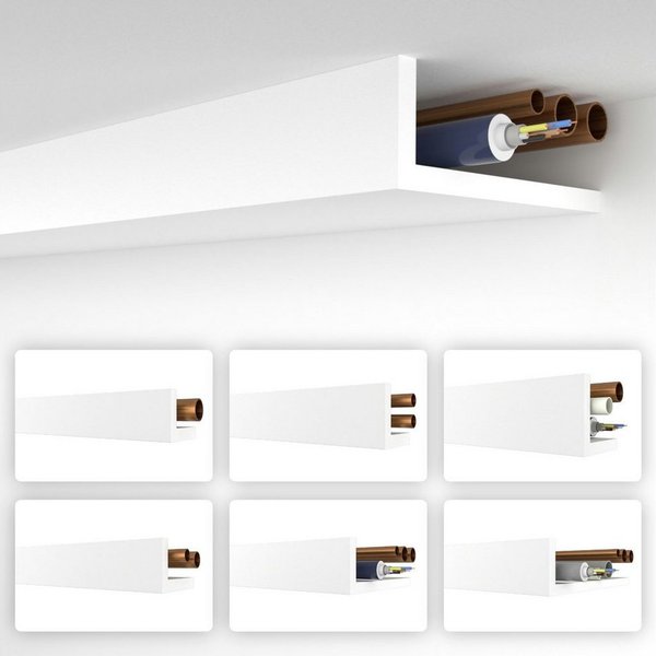 HEXIMO Winkelprofil (Rohrabdeckung weiß 1,7 meter Profile - XPS Abdeckleisten für Heizungsrohre, L-Profil Rohrabdeckleiste Eckleiste Modell: HRA-5 - 68x200 mm (