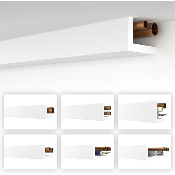 HEXIMO Winkelprofil (Rohrabdeckung weiß 1,7 meter Profile - XPS Abdeckleisten für Heizungsrohre, L-Profil Rohrverkleidung Winkelleiste Modell: HRA-4 - 58x90 mm 