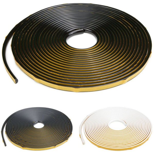 HEXIMO Zierleiste, Schwarz, Flexible Zierleiste (12 x 6 mm) selbstklebend in schwarz aus PVC - Deckenleisten Sockelleisten Schrankkanten Eckendekor Halbrund Fli