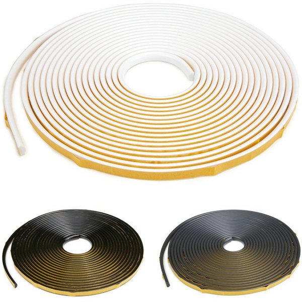HEXIMO Zierleiste, Weiß, Flexible Zierleiste (12 x 6 mm) selbstklebend in schwarz aus PVC - Dekostreifen für Decken & Wandübergang Fliesenkante Wandkanten Spieg