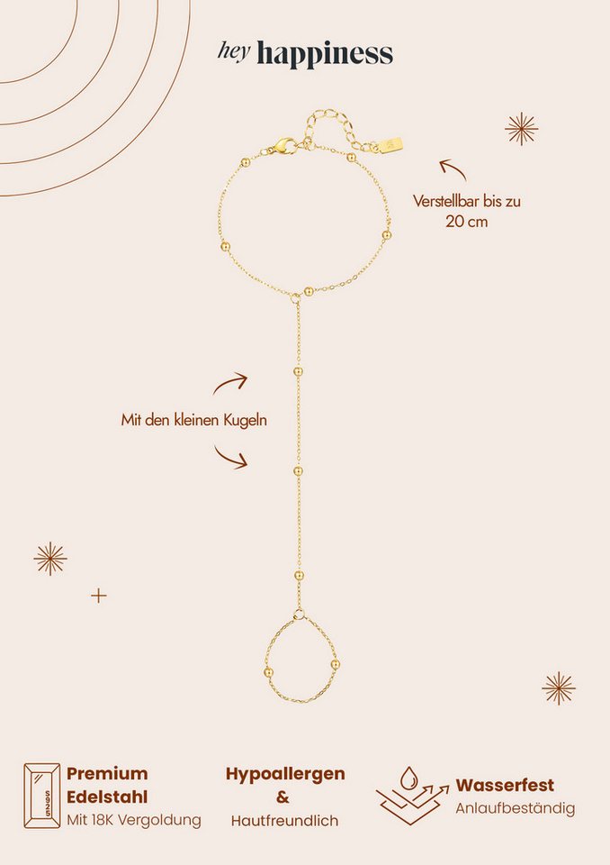 Hey Happiness Armkette Elegante Handkette, Hand Chain Armband Satelliten, Starburst, Rolo – Bild 5 von 5