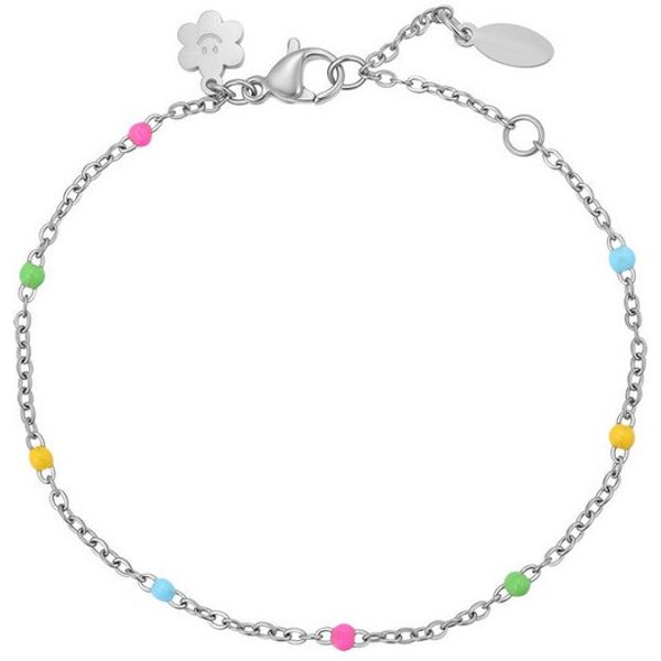 Hey Happiness Armkette mit Charms Farbharmonie, wasserfest, Farbfrohes Edelstahlarmband Damen mit bunten Perlen